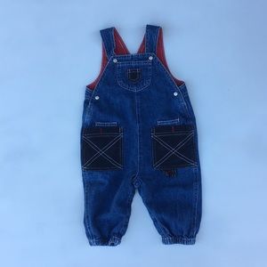 Baby Place denim overalls, corduroy details.